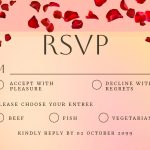 An elegantly designed digital RSVP invitation in shades of pink and cream, featuring the word 'RSVP' prominently with a small checkmark icon, and space for event details and guest responses. Perfect for stress-free event planning.